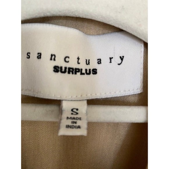Sanctuary Surplus Collarless Racer Military Utility Zip up Jacket Khaki color S - Picture 3 of 4